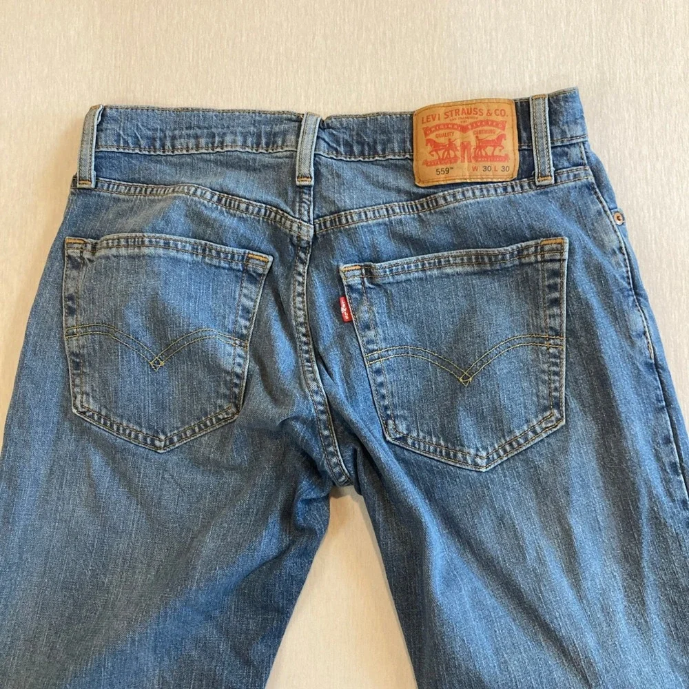 Levis 559 Relaxed Straight Jeans Mens‎ 30x30 (Fit 30x29) Blue Medium Wash Y2K